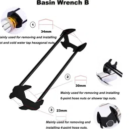 proberos Sink Wrench Set Universal Four Jaw Plumbing Removal Tool 2Pcs Multi Purpose Four Jaw Sink Wrench Universal Metal Removal Tool for Home Double Sided Speciality image 3