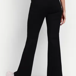 broadstar Women Flared Black Lycra Blend Trousers image 2