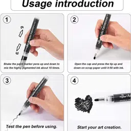 thr3e strokes Water-Based Black Acrylic Paint Marker Pens Permanent for Rocks Painting, Ceramic, Glass, Wood, Fabric, Canvas, Mugs, DIY Craft Making Supplies (SET OF 2) image 4