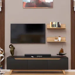mintwud from pepperfry D3+D4 Tv Console In Black And Canyon Oak Colour-picture-17