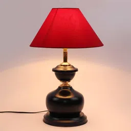 brightdaisy Maroon Fabric Shade Table Lamp with Black Base image 3