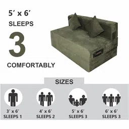 seventh heaven Relax King 8 Inch PU Foam (72x60) 2 Seater Sofa Cum Mattress In Green Colour image 5