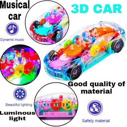 maadi toys arun kumar Transparent Mechanical Car toy for kids -360 Degree Rotating car 3D led Light, Musical Sound (colorful) image 3