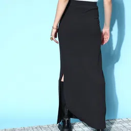 berrylush Women Solid Straight Black Skirt image 2
