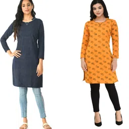 indiweaves Pack of 2 Women Self Design Wool Straight Kurta-picture-42