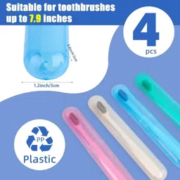 jialto Capsule Shape Travel Toothbrush Holder | 4 Pcs Multicolor Toothbrush Case image 2