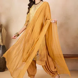 Anouk Ethnic Motifs Printed Regular Sequinned Chanderi Silk Kurta With Salwar & Dupatta image 5