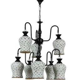 decorativeray Handmade White & Black Iron Double Step Chandelier image 4