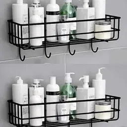 jc trading Shelf adhesive stick bathroom storage organizer and hook Steel Wall Shelf-picture-22