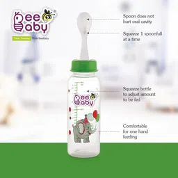 beebaby Gentle 2 in 1 Baby Feeding Bottle with Plastic Feeder Spoon. (Green) (250 ML / 8 Oz.) - 250 ml image 4