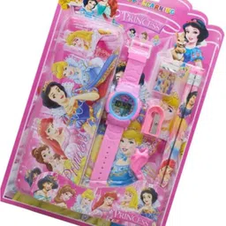 macare Princess Stationery Gift Set with Digital Watch – Perfect for Girls Geometry Box image 1
