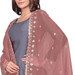 sekmany Organza Embroidered Brown Women Dupatta-picture-40