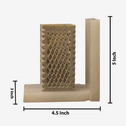 katkaria creations Jali Set Of 2 White Soapstone & Marble Bookends With Pen Stand image 3