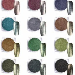 fashion storm 12 pcs Chrome Powder | Cat eye Nail metallic powder image 2