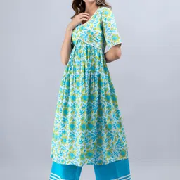 sak jaipur Women Cotton Blend Kurta Palazzo Dupatta Set image 3