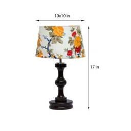 Triune Multicolour Fabric Shade Night Lamp With Wood Base By BrightDaisy image 3
