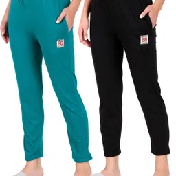 jeckward Pack of 2 Women Solid Multicolor Track Pants image 1