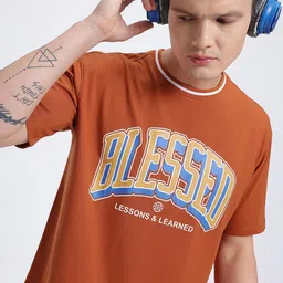 glitchez Men Printed Round Neck Cotton Blend Red T-Shirt-picture-42