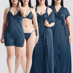 night keys Pack of 6 Women Nighty with Robe-picture-16