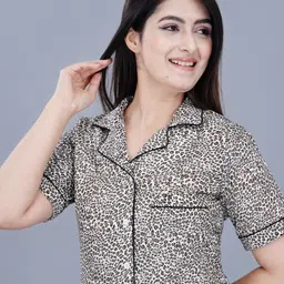 pradhruhe Women Shirt & Pyjama set Gold Printed image 4