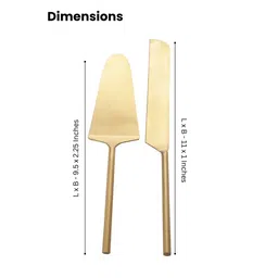 vareesha Imperial Matt Gold Stainless Steel Cake Server (Set of 2) image 2