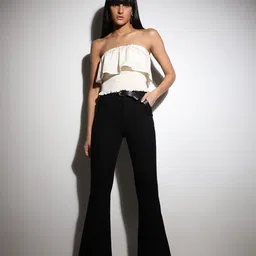 vero moda Women Flared High Rise Black Jeans image 3