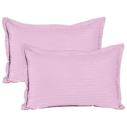 mayfair homes london Pink Solid 210 TC Cotton Queen Sized Double Bedsheet with 2 Pillow Covers Satin Stripe 2024 Collection image 3