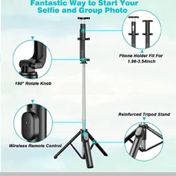 TecSox Y17 Durable Tripod and Bluetooth Selfie Stick image 3