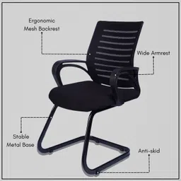 kursiwala Vista mesh mid back ergonomic Fabric Office Visitor Chair image 2
