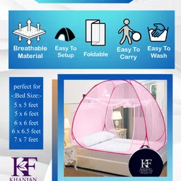 beras PINK mosquito net 7 x 8 feet machardani mosquito net tent 6 6 machardani baccho Polyester Washable Adults Mosquito Net image 2