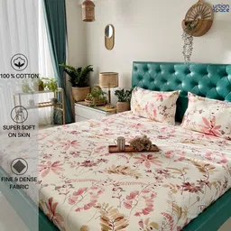 urban space 200 TC Cotton Double Floral Flat Bedsheet image 2