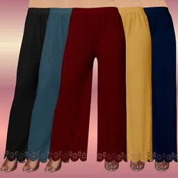 kiran impex Pack of 5 Women Straight Fit Multicolor Lycra Blend Trousers-picture-24