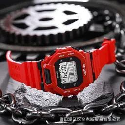 zyla Red Square Digital Dial Sport Chronograph Stop Watch,Shockproof Digital Watch - For Men Silicone Strap Hybrid Multi Function Working Premium Quality LED Luminous Light image 5