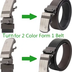 harlie king Men Formal, Party, Evening Black Genuine Leather Reversible Belt image 5