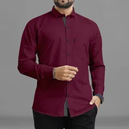 rahul look Men Regular Fit Solid Spread Collar Casual Shirt-picture-16