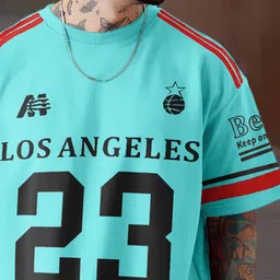 force Men Printed Round Neck Cotton Blend Blue T-Shirt image 2