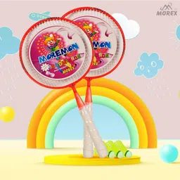 movex Morex Lightweight Badminton Racket Set with 3pcs Plastic Shuttlecocks For Kids Red Strung Badminton Racquet image 2