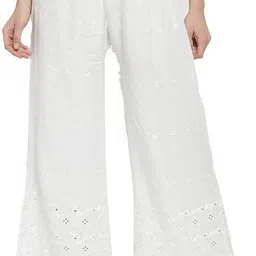 princi fashion Women Regular Fit White Cotton Silk Trousers-picture-48