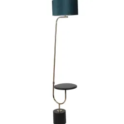 Grey Fabric Shade Floor Lamp With Black & Gold Base By Sapphire image 4