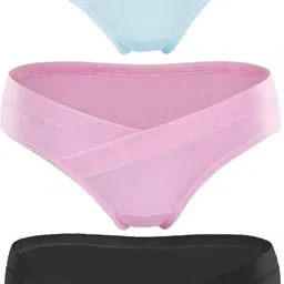 bairstow Pack of 3 Women Maternity Black, Pink, Light Blue Panty-picture-10