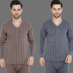 Zeffit Men’s Cotton Full Sleeve V-Neck Thermal Top Pack of 2 Winter Innerwear for Men Men Top Thermal-picture-35