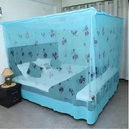 aasthanet Flower Print Blue Color (6x7) HDPE - High Density Poly Ethylene Washable Adults Mosquito Net-picture-37