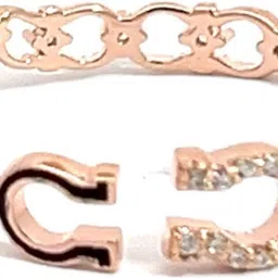 purpleluck Rose Gold Double-Sided Stackable Ring Sterling Silver Cubic Zirconia Rhodium Plated Ring image 3