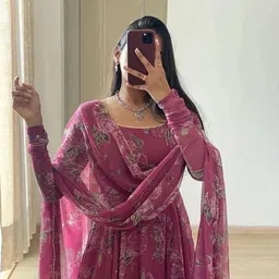 jakhifashion Printed Georgette Stitched Anarkali Gown-picture-26