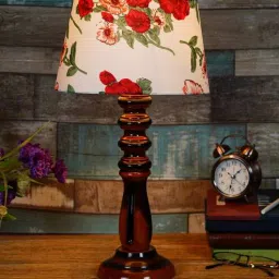 Rocky Red Fabric Shade Night Lamp With Wood Base By BrightDaisy-picture-18