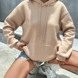 moyzikh Women Full Sleeve Solid Hooded Sweatshirt image 5