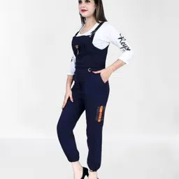 Women Black Dungaree-image-3