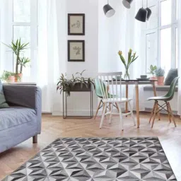 dazzhome Grey Hair On Leather Geometrical Hand Woven 5ftX7ft Carpet-picture-26