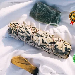 natrajcreations Organic Indian White Sage 4 Smudging Sticks (100% Pure, 6 Inches, 110-120 grams) Aromatic image 5