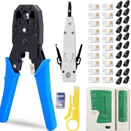 coolcold Crimp crimping tool kit set 6 in 1 Crimp CrimpingTool with 20pcs RJ45 Connectors Cat5, Cat5e, 20pcs RJ45 bootcover Manual Crimper-picture-10